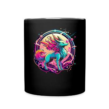 Psychedelische Fuchs Kunst - Tasse einfarbig - Schwarz - Vorne