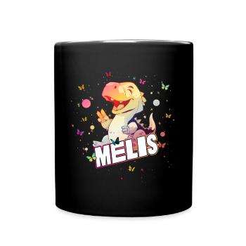 MELIS - Beau nom de FILLE avec un DINO mignon - Mug uni - noir - Devant