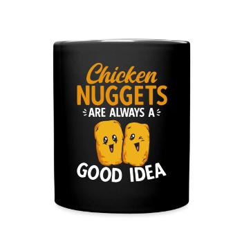 Chicken Nugget Liebhaber Chicken Nuggets - Tasse einfarbig - Schwarz - Vorne