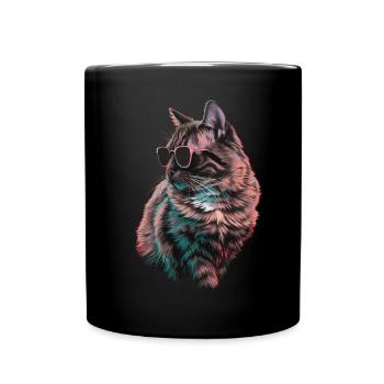 Sonnenbrille der Burma-Katze Geschenk - Tasse einfarbig - Schwarz - Vorne