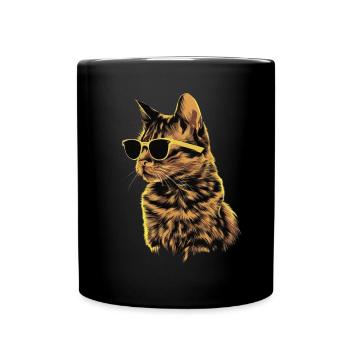 Chartreux-Katzen-Sonnenbrille Geschenk - Tasse einfarbig - Schwarz - Vorne