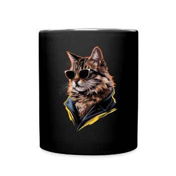 Sonnenbrille für Norwegische Waldkatze Geschenk - Tasse einfarbig - Schwarz - Vorne