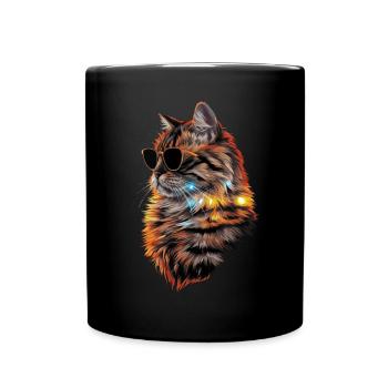 Sonnenbrille mit Perserkatze Geschenk - Tasse einfarbig - Schwarz - Vorne
