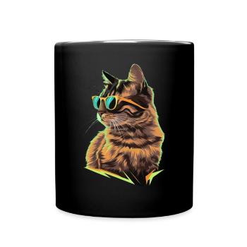 Sonnenbrille für Türkisch Angora-Katze Geschenk - Tasse einfarbig - Schwarz - Vorne