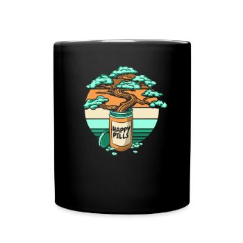 Happy Pills Penjing Indoor Bonsai Bonsai Pots - Full Colour Mug - black - Front