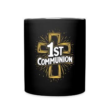 First Communion Cross Design - Full Colour Mug - black - Front