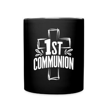 Erste Kommunion Kreuz Design - Tasse einfarbig - Schwarz - Vorne