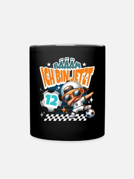 Fußball 12. Geburtstag Bääm Ich Bin Jetzt 12 - Tasse einfarbig - Schwarz