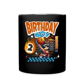 Basketball 2nd Birthday Children's Birthday Party - Full Colour Mug - black - Front