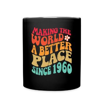 1960 Geburtstag Vintage Hippie Groovy - Tasse einfarbig - Schwarz - Vorne