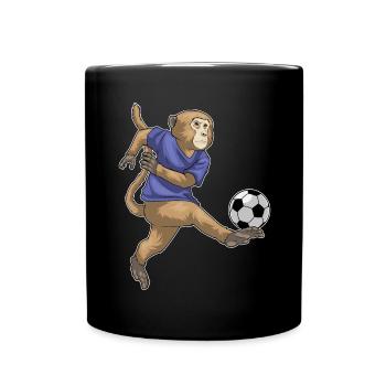 Affe Fußballspieler Fußball - Tasse einfarbig - Schwarz - Vorne