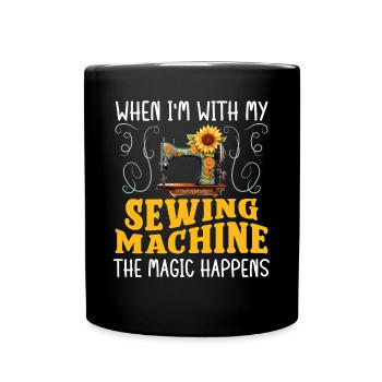 Schneider avec la machine à coudre La magie se produit Nähen - Mug uni - noir - Devant