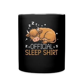 Official Sleeping House Highland Cow PJ Sleeping - Full Colour Mug - black - Front
