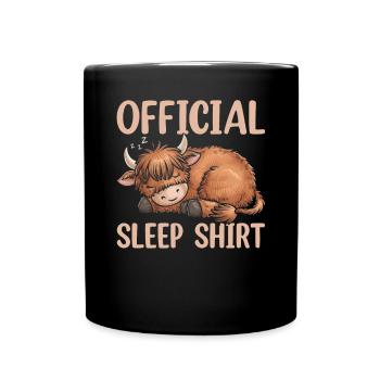Official Sleeping House Highland Cow PJ Sleeping - Full Colour Mug - black - Front