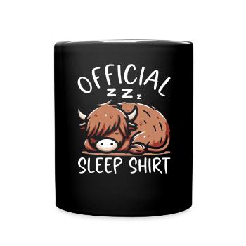 Official Sleeping House Highland Cow PJ Sleeping - Full Colour Mug - black - Front