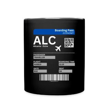 Alicante Flugticket Spanien Urlaub Idee - Tasse einfarbig - Schwarz - Vorne