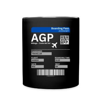 Málaga Flight Ticket Andalusia Spain Holidays Malaga - Full Colour Mug - black - Front
