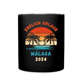 Málaga 2024 Andalusien Spanien Urlaub Malaga - Tasse einfarbig - Schwarz - Vorne