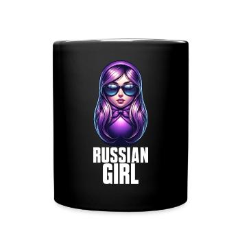 Russian Girl! Russland Matrjoschka Russisch für - Tasse einfarbig - Schwarz - Vorne