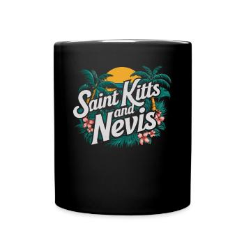 Saint Kitts And Nevis Souvenir Tropical Paradise - Full Colour Mug - black - Front