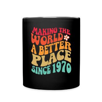 Anniversaire des années 1970 Vintage Hippie Groovy - Mug uni - noir - Devant