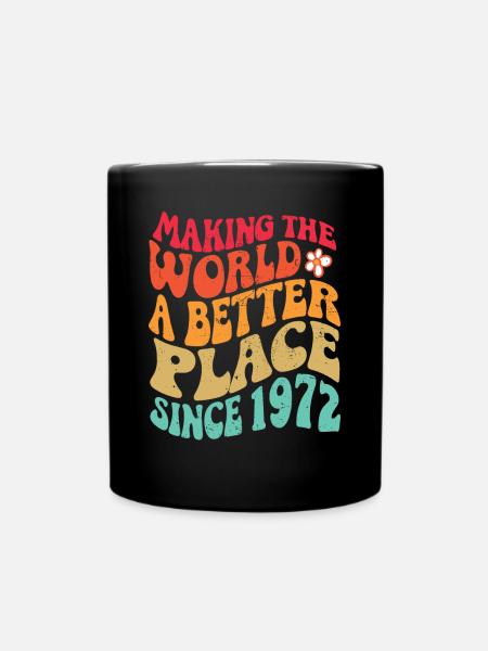 1972 Anniversaire Vintage Hippie Groovy - Mug uni - noir