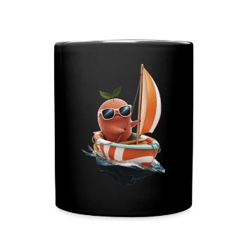 Obst Aprikose Bootfahren Geschenk - Tasse einfarbig - Schwarz - Vorne