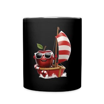 Obst Apfel Bootfahren Geschenk - Tasse einfarbig - Schwarz - Vorne