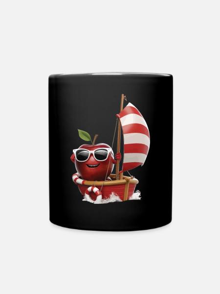 Obst Apfel Bootfahren Geschenk - Tasse einfarbig - Schwarz