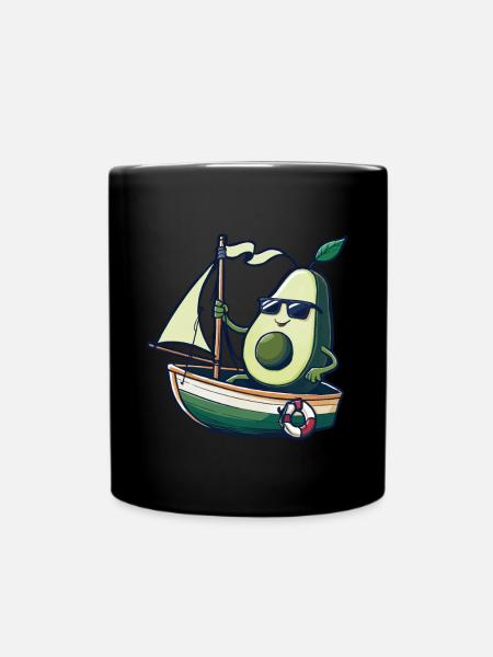 Obst Avocado Bootfahren Geschenk - Tasse einfarbig - Schwarz