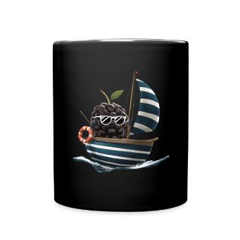 Obst Brombeeren Bootfahren Geschenk - Tasse einfarbig - Schwarz - Vorne