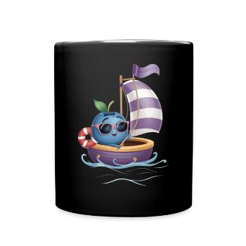 Obst Heidelbeere Bootfahren Geschenk - Tasse einfarbig - Schwarz - Vorne