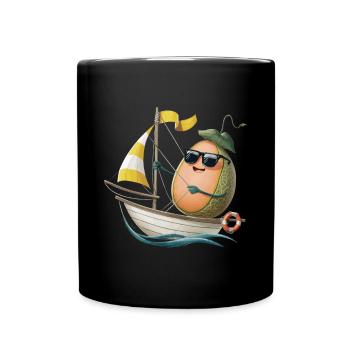 Obstmelone Bootfahren Geschenk - Tasse einfarbig - Schwarz - Vorne