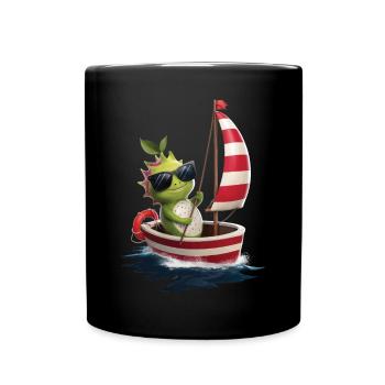 Obst Drachenfrucht Bootfahren Geschenk - Tasse einfarbig - Schwarz - Vorne