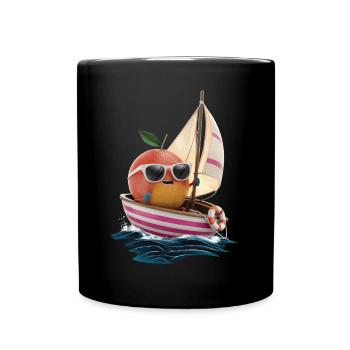 Obst Grapefruit Bootfahren Geschenk - Tasse einfarbig - Schwarz - Vorne