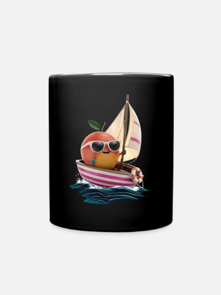 Obst Grapefruit Bootfahren Geschenk - Tasse einfarbig - Schwarz
