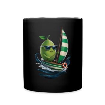 Frucht Limette Bootfahren Geschenk - Tasse einfarbig - Schwarz - Vorne
