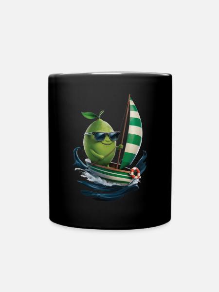 Frucht Limette Bootfahren Geschenk - Tasse einfarbig - Schwarz