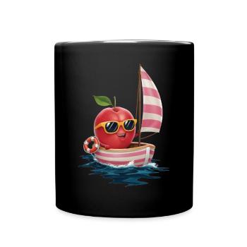 Obst Nektarine Bootfahren Geschenk - Tasse einfarbig - Schwarz - Vorne