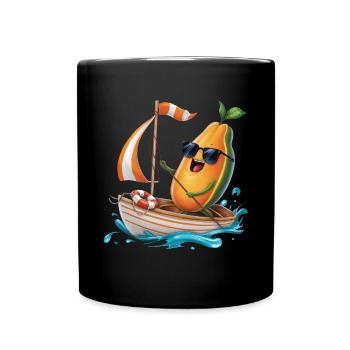 Frucht Papaya Bootfahren Geschenk - Tasse einfarbig - Schwarz - Vorne