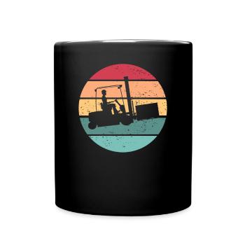 Gabelstaplerfahrer Retro Sun Gabelstaplerfahrer - Tasse einfarbig - Schwarz - Vorne