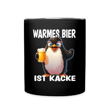 La bière chaude est caca drôle de pingouin - Mug uni - noir - Devant