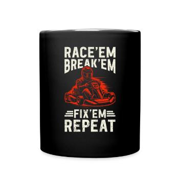 Go Kart Racing Kart -Fahrer -Enthusiast -Kartier - Tasse einfarbig - Schwarz - Vorne