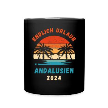 Andalusien 2024 Spanien Urlaub Idee - Tasse einfarbig - Schwarz - Vorne