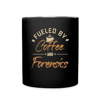 Alimenté par le café et la criminalistique - Mug uni - noir - Devant