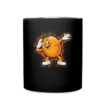 Lustiges Orangenfrucht Geschenk - Tasse einfarbig - Schwarz - Vorne