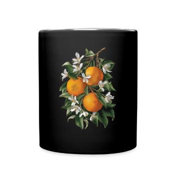 Lustiges Orangenfrucht Geschenk - Tasse einfarbig - Schwarz - Vorne