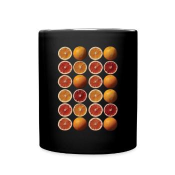 Lustiges Orangenfrucht Geschenk - Tasse einfarbig - Schwarz - Vorne