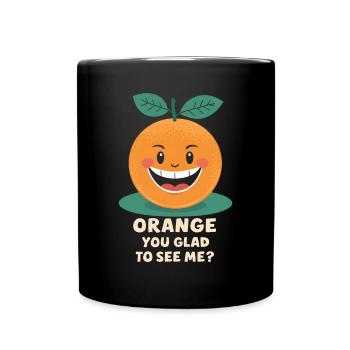 Lustiges Orangenfrucht Geschenk - Tasse einfarbig - Schwarz - Vorne