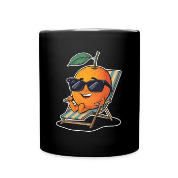 Lustiges Orangenfrucht Geschenk - Tasse einfarbig - Schwarz - Vorne